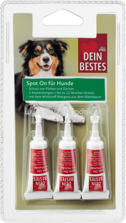 Dein Bestes Zubehör für Hunde, Spot On Tropfen, Schutz vor Flöhen & Zecken, 3 x 2,5 ml, 7 g