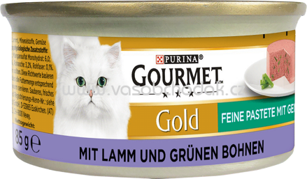 Purina Gourmet Gold Feine Pastete mit Gemüse mit Lamm und grünen Bohnen, 85g