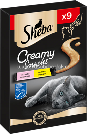 Sheba Creamy Snacks mit Lachs und Huhn, 9x12g
