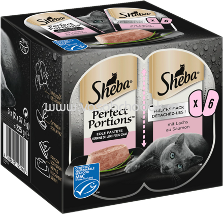 Sheba Perfect Portions Edle Pastete mit Lachs, 6x37,5g, 225g
