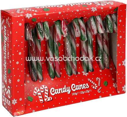 Alex Sweets Candy Canes Zuckerstangen rot-weiß-grün, 12cm, 12 St